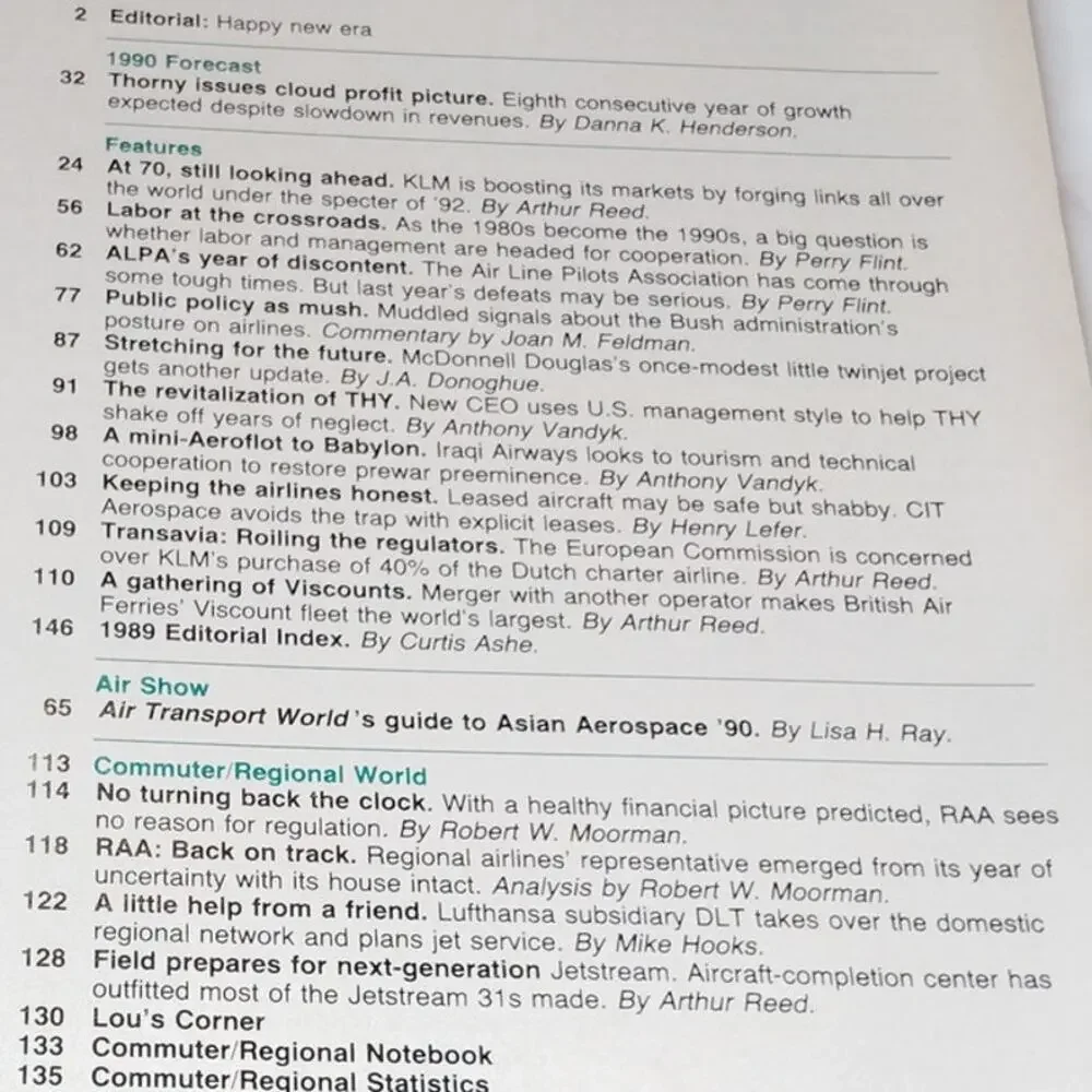 Air Transport World Magazine - January 1990 Forecast Issue - Aviation History